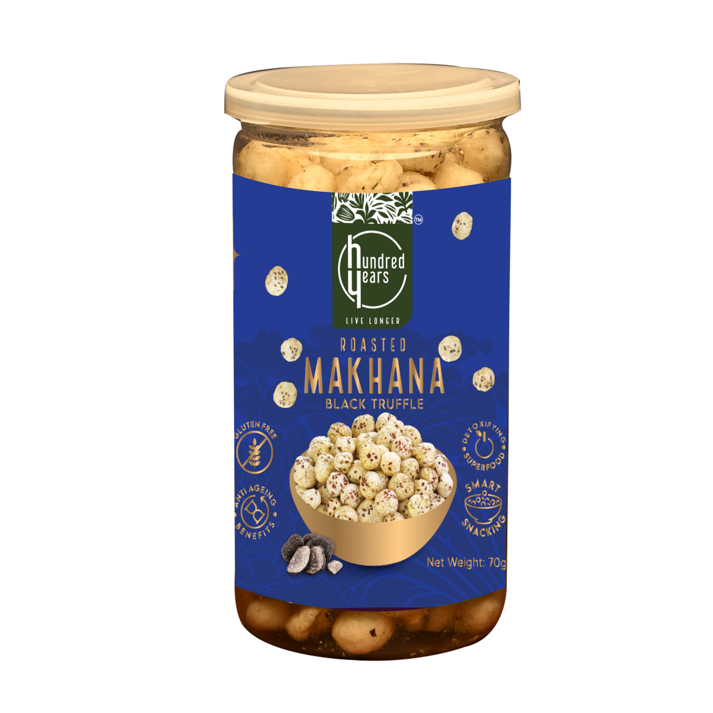 HundredYears High-Protein Makhana (Fox Nuts) 70g | Truffle Flavored