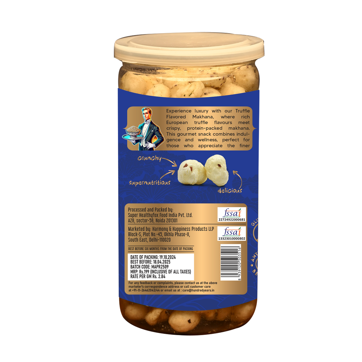 HundredYears High-Protein Makhana (Fox Nuts) 70g | Truffle Flavored