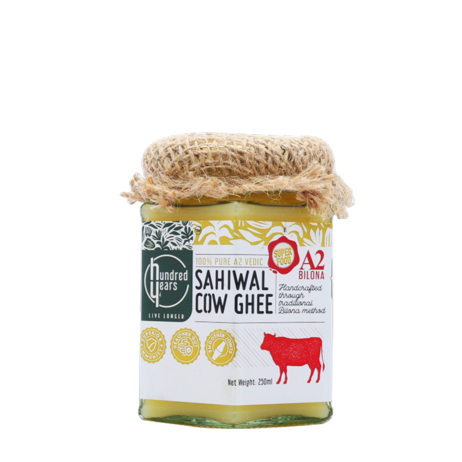 HundredYears traditional cow ghee 250 ml jar