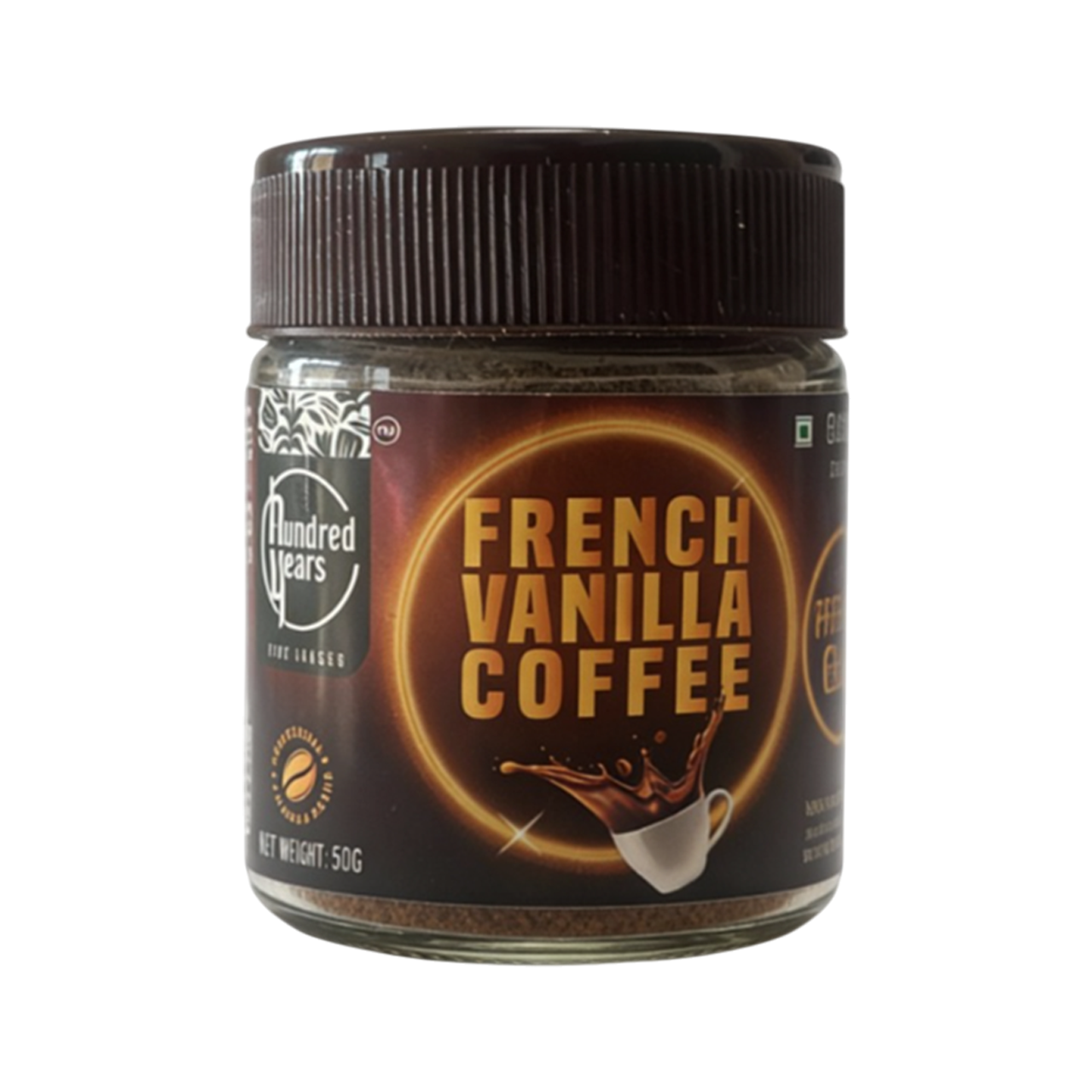 HundredYears French Vanilla Premium Gold Instant Coffee 50 gm | 100% Arabica | Makes 20 Cups